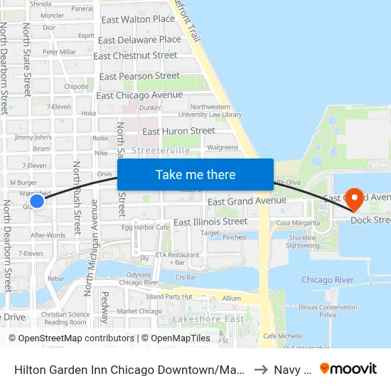 Hilton Garden Inn Chicago Downtown/Magnificent Mile to Navy Pier map