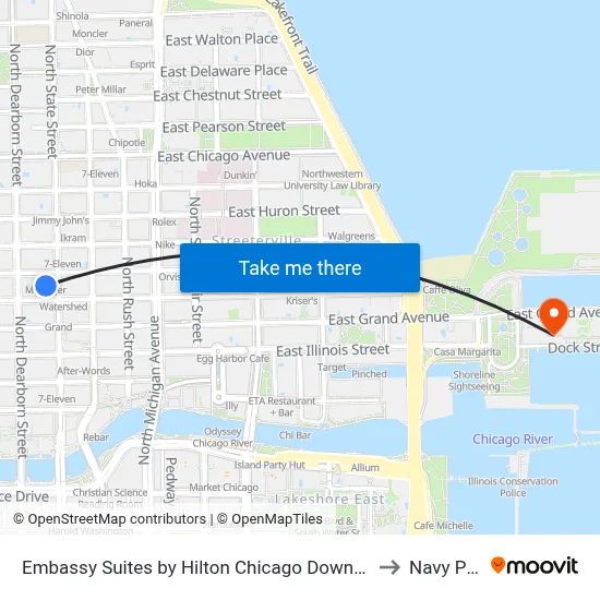 Embassy Suites by Hilton Chicago Downtown to Navy Pier map