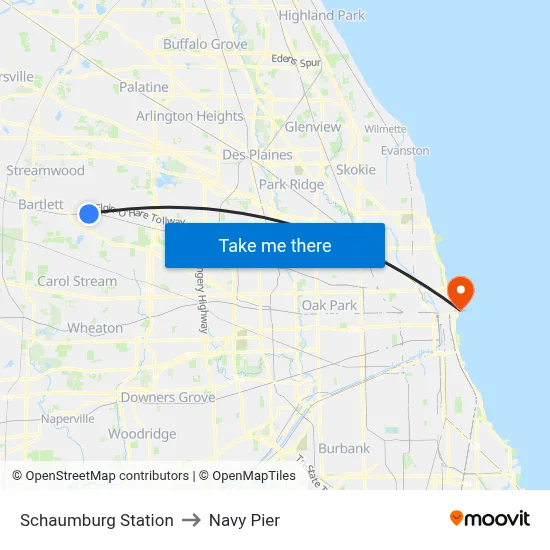Schaumburg Station to Navy Pier map