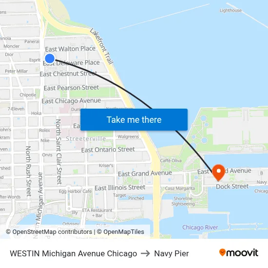 WESTIN Michigan Avenue Chicago to Navy Pier map