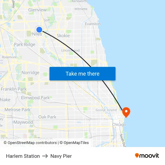 Harlem Station to Navy Pier map