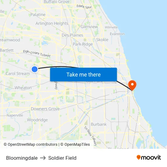 Bloomingdale to Soldier Field map