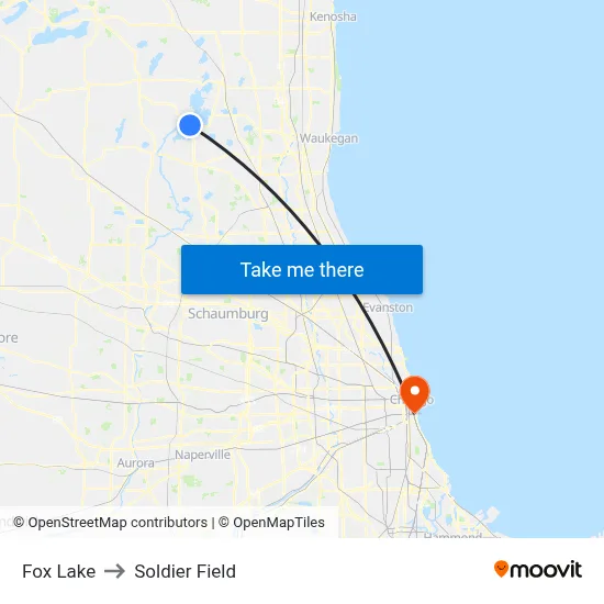 Fox Lake to Soldier Field map