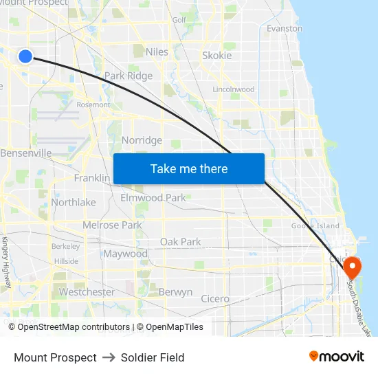 Mount Prospect to Soldier Field map