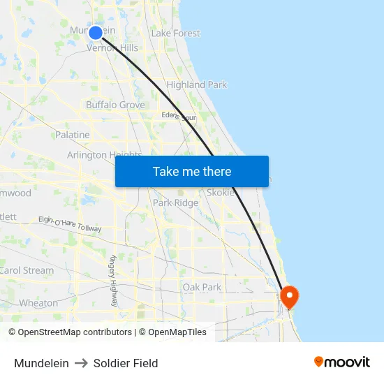 Mundelein to Soldier Field map