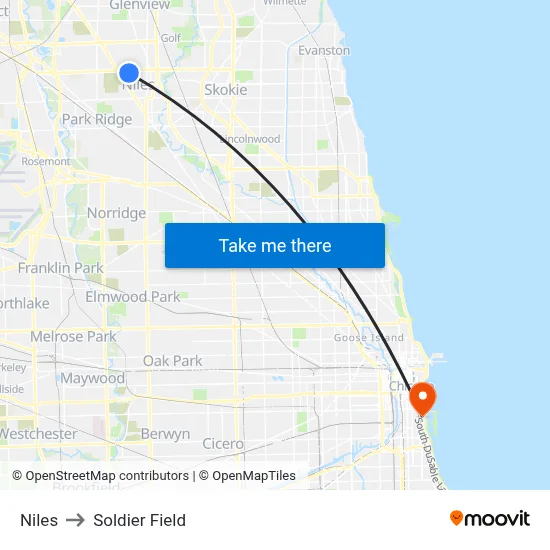 Niles to Soldier Field map