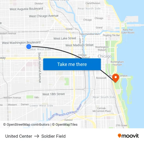 United Center to Soldier Field map