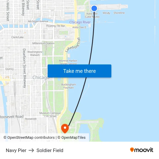 Navy Pier to Soldier Field map