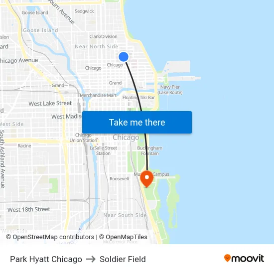 Park Hyatt Chicago to Soldier Field map