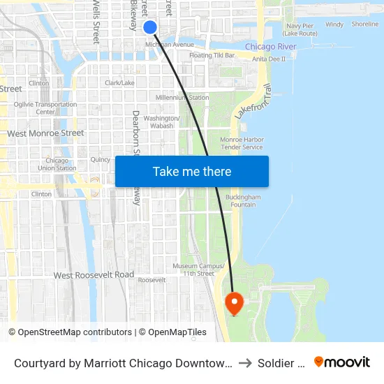 Courtyard by Marriott Chicago Downtown River North to Soldier Field map