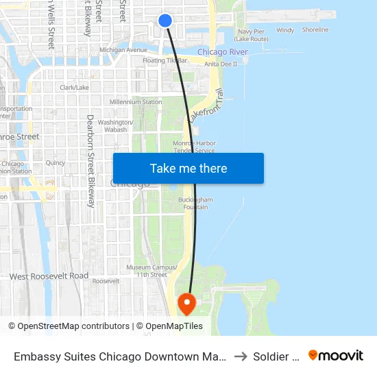Embassy Suites Chicago Downtown Magnificent Mile to Soldier Field map