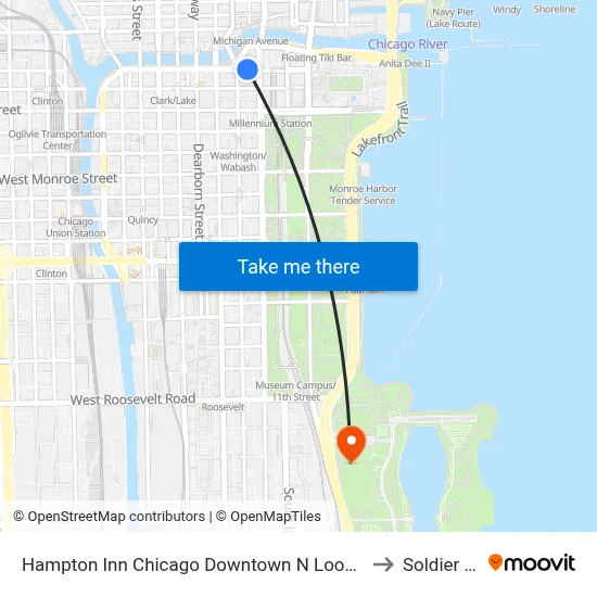 Hampton Inn Chicago Downtown N Loop Michigan Ave to Soldier Field map