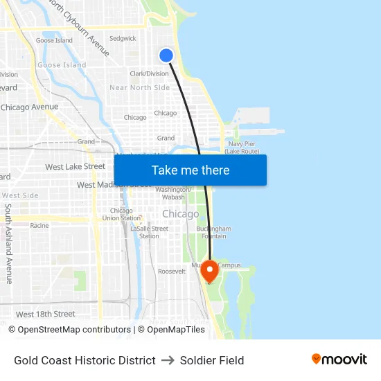 Gold Coast Historic District to Soldier Field map