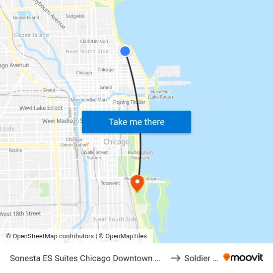 Sonesta ES Suites Chicago Downtown Magnificent Mile to Soldier Field map