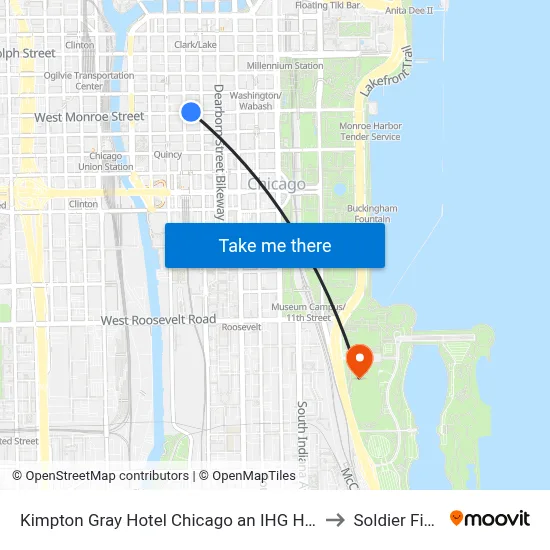 Kimpton Gray Hotel Chicago an IHG Hotel to Soldier Field map