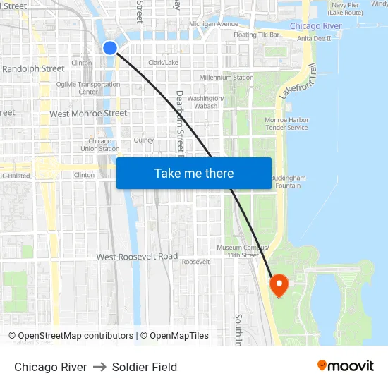 Chicago River to Soldier Field map