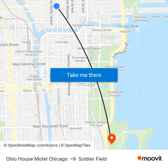 Ohio House Motel Chicago to Soldier Field map