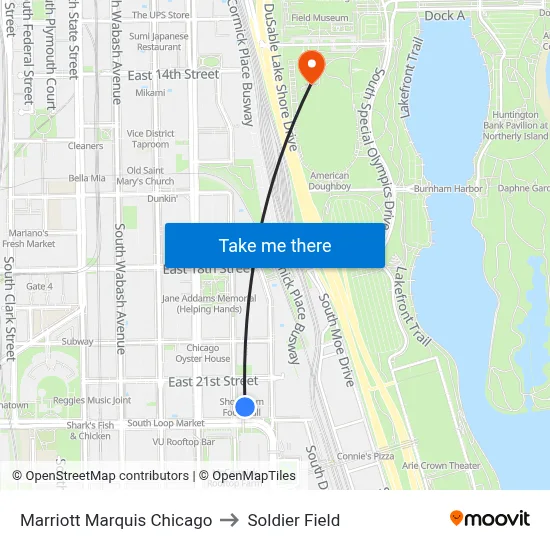 Marriott Marquis Chicago to Soldier Field map