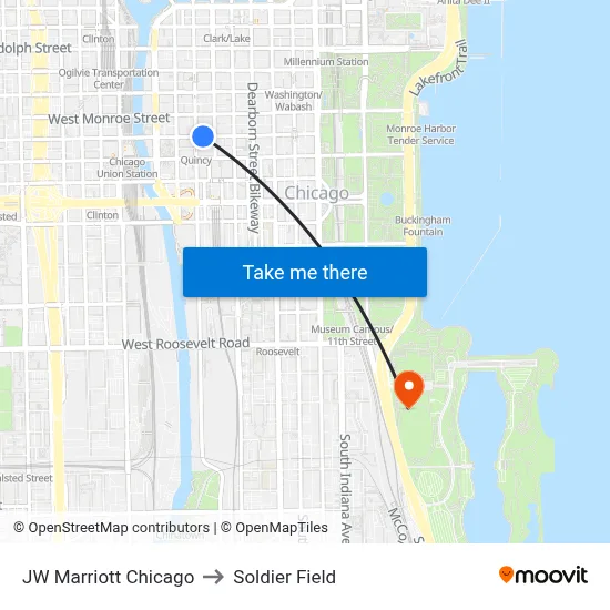 JW Marriott Chicago to Soldier Field map