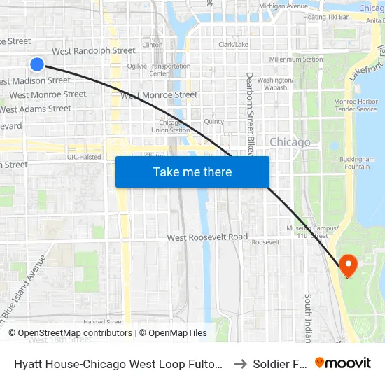 Hyatt House-Chicago West Loop Fulton Market to Soldier Field map