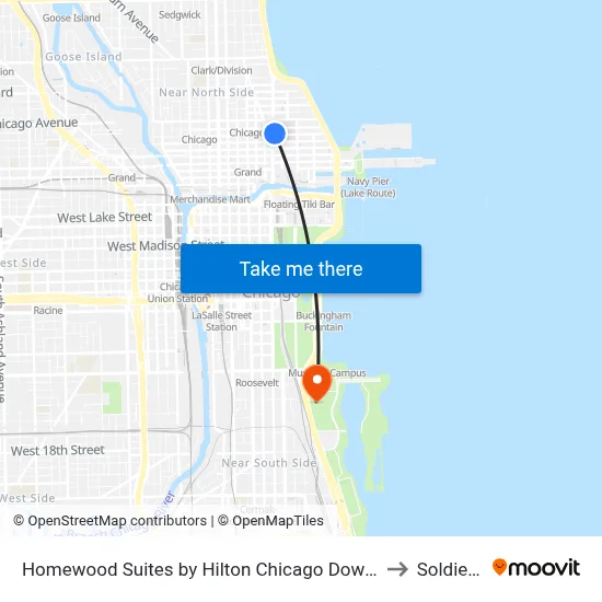 Homewood Suites by Hilton Chicago Downtown/Magnificent Mile to Soldier Field map