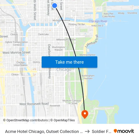 Acme Hotel Chicago, Outset Collection by Hilton to Soldier Field map