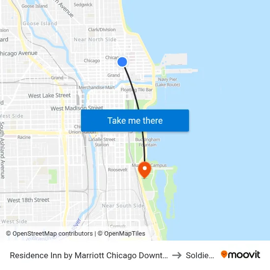 Residence Inn by Marriott Chicago Downtown Magnificent Mile to Soldier Field map