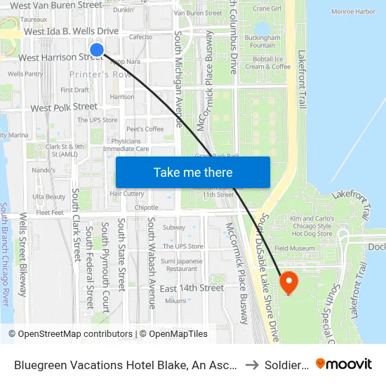 Bluegreen Vacations Hotel Blake, An Ascend Collection Hotel to Soldier Field map