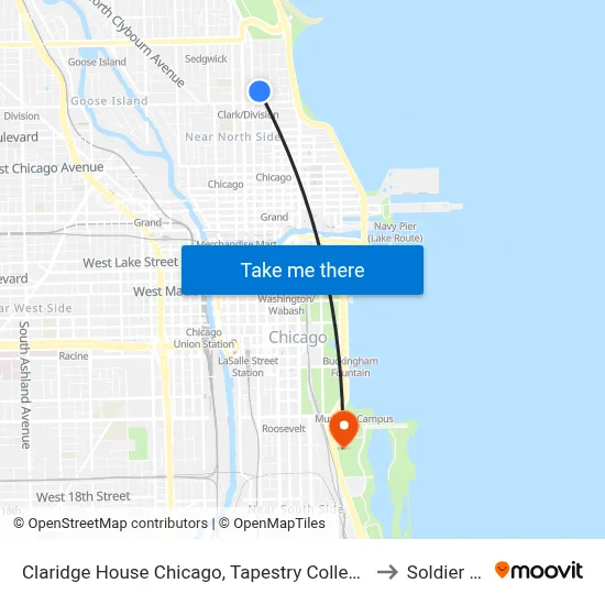 Claridge House Chicago, Tapestry Collection by Hilton to Soldier Field map
