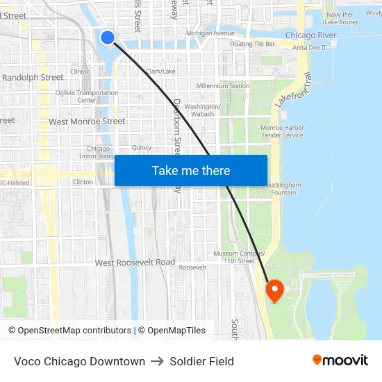 Voco Chicago Downtown to Soldier Field map