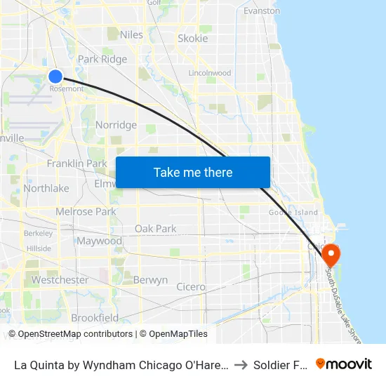 La Quinta by Wyndham Chicago O'Hare Airport to Soldier Field map