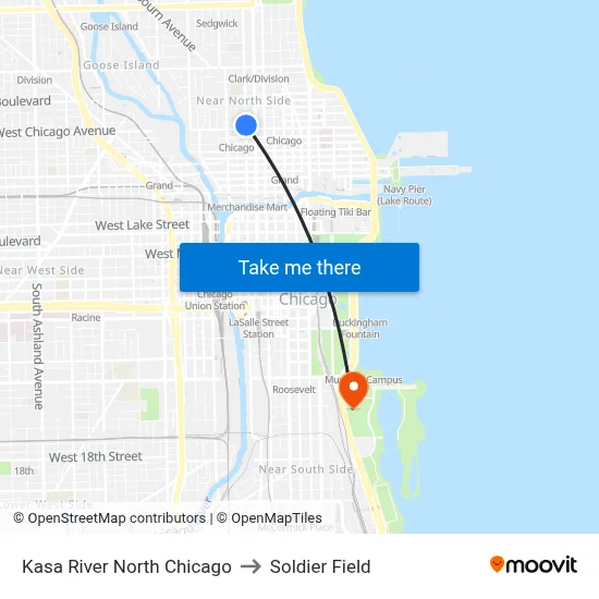 Kasa River North Chicago to Soldier Field map