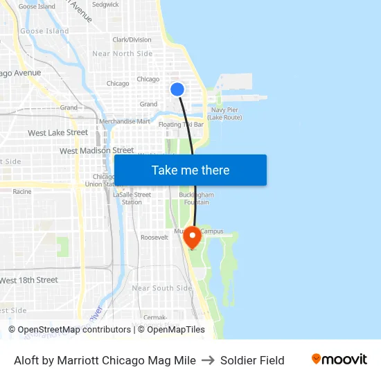 Aloft by Marriott Chicago Mag Mile to Soldier Field map