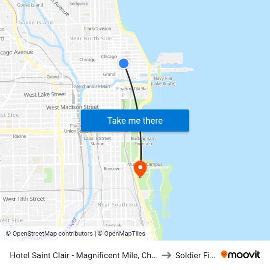 Hotel Saint Clair - Magnificent Mile, Chicago to Soldier Field map