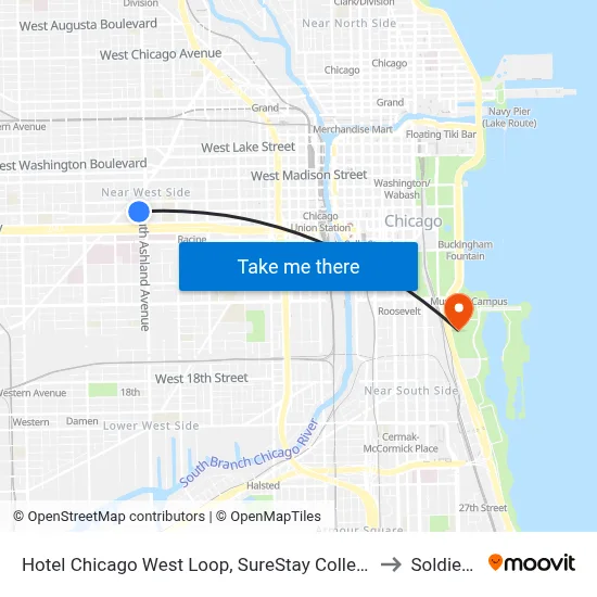 Hotel Chicago West Loop, SureStay Collection by Best Western to Soldier Field map