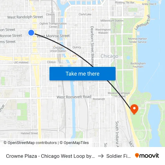 Crowne Plaza - Chicago West Loop by IHG to Soldier Field map