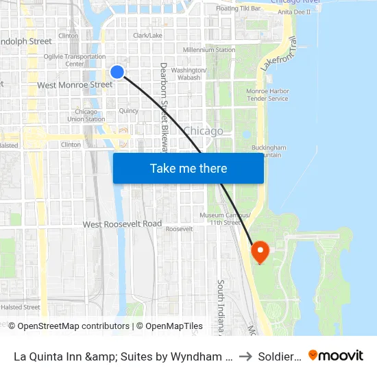 La Quinta Inn &amp; Suites by Wyndham Chicago Downtown to Soldier Field map