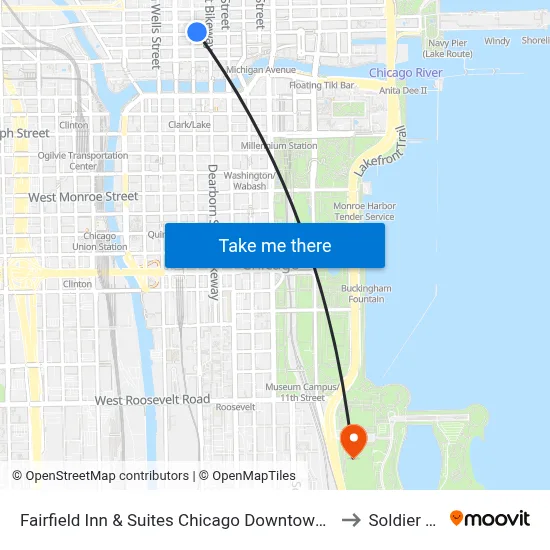 Fairfield Inn & Suites Chicago Downtown/River North to Soldier Field map