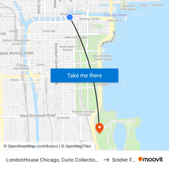 LondonHouse Chicago, Curio Collection by Hilton to Soldier Field map