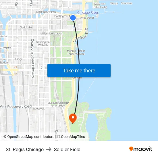 Wanda Vista Tower to Soldier Field map