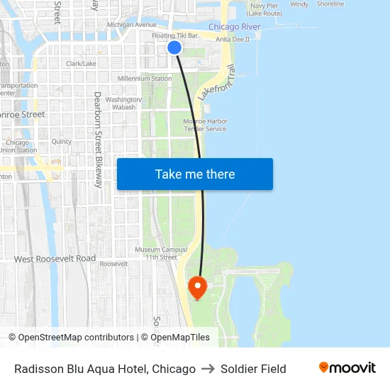 Radisson Blu Aqua Hotel to Soldier Field map