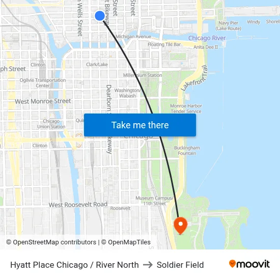 Hyatt Place Chicago / River North to Soldier Field map