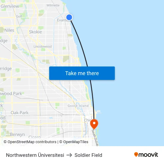 Northwestern Üniversitesi to Soldier Field map