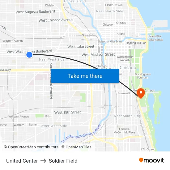 United Center to Soldier Field map