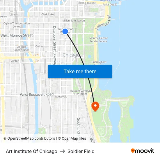 Art Institute Of Chicago to Soldier Field map