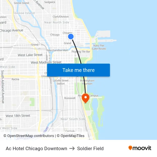 Four Points Sheraton to Soldier Field map