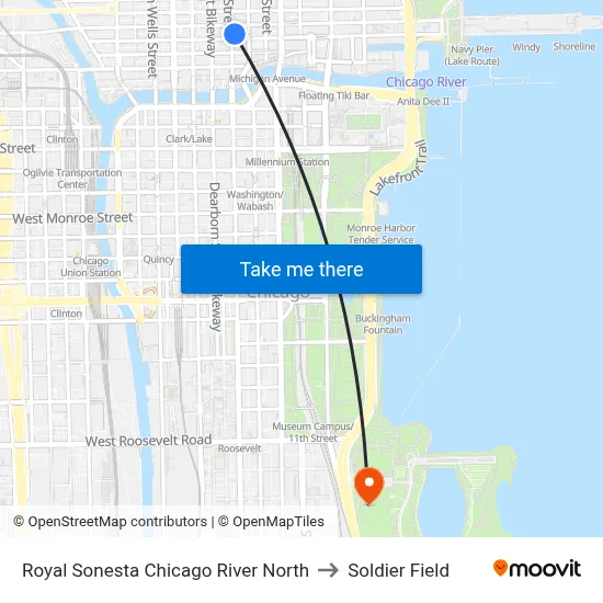 Palomar Chicago, A Kimpton Hotel to Soldier Field map