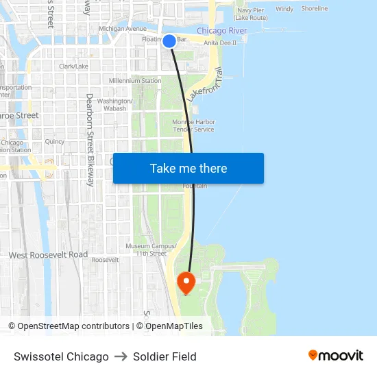 Swissotel Chicago to Soldier Field map