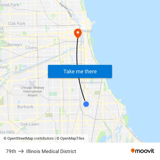 79th to Illinois Medical District map