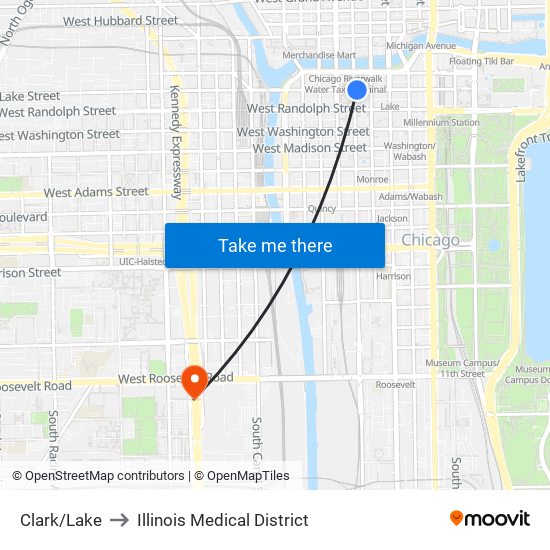 Clark/Lake to Illinois Medical District map